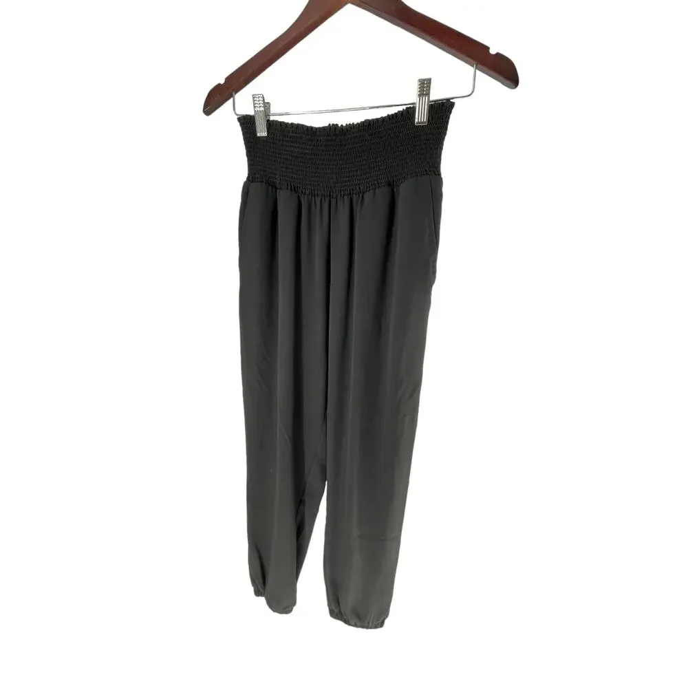 Jack by BB Dakota Black Smocked Pull-On Jogger Pants Women's
